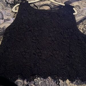 Black lined lace top